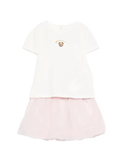 Moschino Babies' Gathered Detail Babaygrow Set In Pink