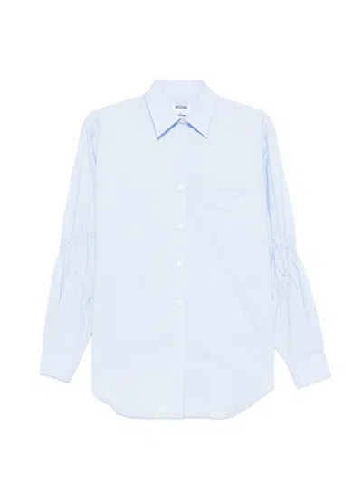 Moschino Gathered.sleeve Shirt In Blue