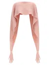 Moschino Gauzy Mohair Blend Cape In Pink