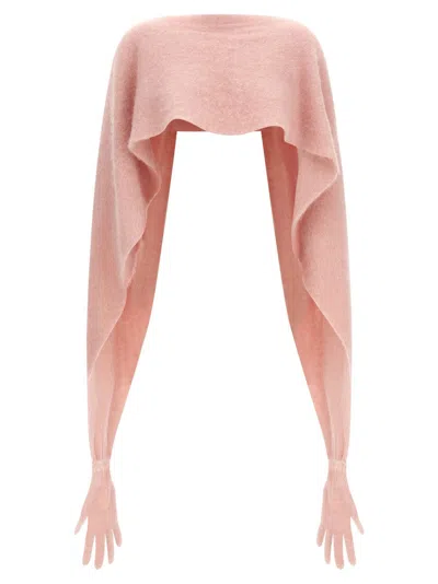 Moschino Gauzy Mohair Blend Cape In Pink