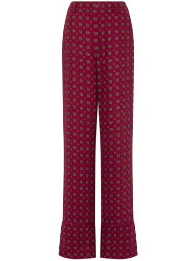 Moschino Geometric-print High-rise Trousers In Red