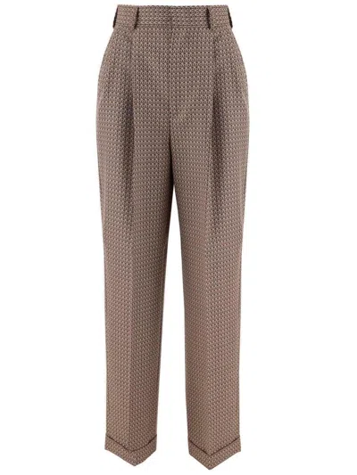 Moschino Geometric Printed High Waist Pants In Beige