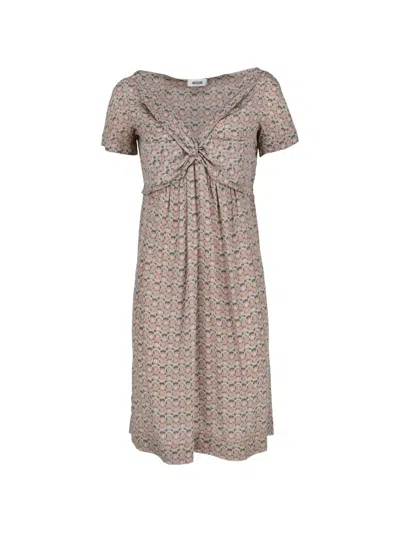 Pre-owned Moschino Geometric-print Twist-detail Mini Dress In Pink