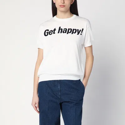 Moschino Get Happy White Cotton Sweater Women