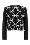 Moschino Wool Blazer Cropped Tailored Bow Detail In Black