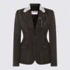 Moschino Notched Lapel Tailored Suit Jacket In Gray