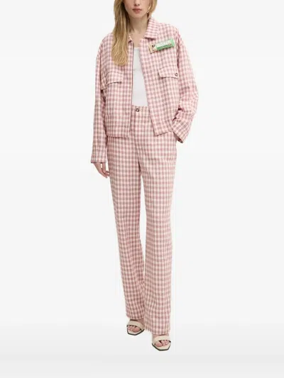 Moschino Gingham-check Flap-pocket Jacket In Red
