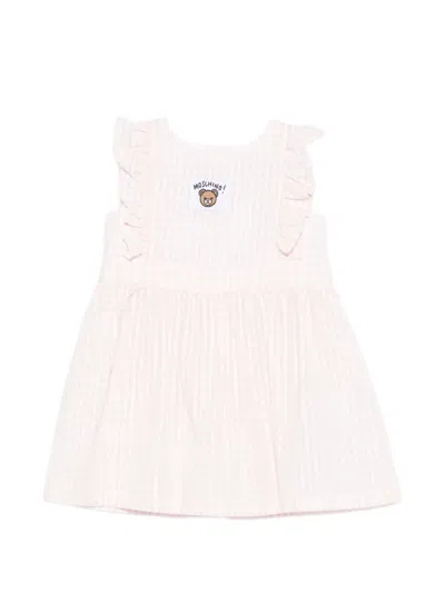 Moschino Babies' Gingham-pattern Ruffled Dress In Pink