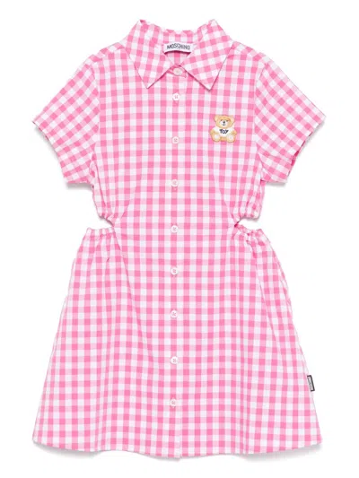 Moschino Kids' Gingham-print Dress In Pink