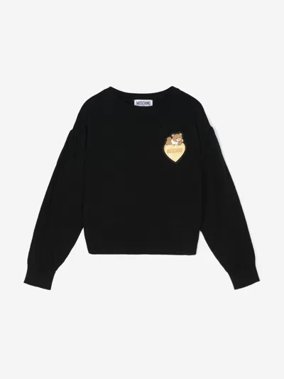 MOSCHINO MOSCHINO GIRLS BEAR HEART LOGO JUMPER