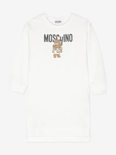 Moschino Babies'  Girls Bear Logo Sweater Dress In Ivory