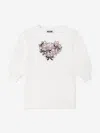 Moschino Girls Bow Heart Sweater Dress Ivory In White