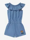 Moschino Girls Chambray Teddy Playsuit In Blue