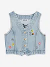 Moschino Girls Denim Waistcoat In Blue