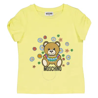 Moschino Kids'  Girls Lemon Logo-print Cotton T-shirt In Yellow