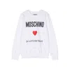 Moschino Girls Logo Print Crew Neck Cotton Sweatshirt In White