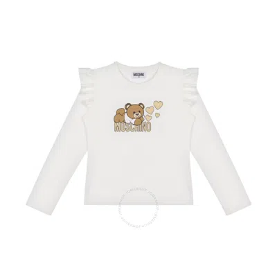 Moschino Girls Logo-print Crew Neck Sweatshirt In White