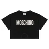 Moschino Girls Logo-print Cropped T-shirt In Black