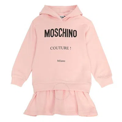 Moschino Girls Logo-print Hooded Dress In Pink