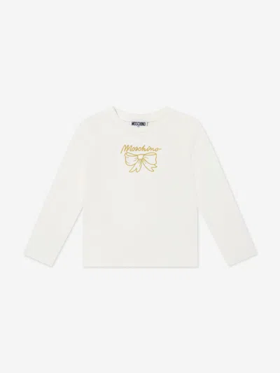 Moschino Babies' Girls Long Sleeve Bow T-shirt In White