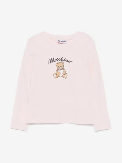 Moschino Babies' Girls Long Sleeve Teddy Bear T-shirt In Pink
