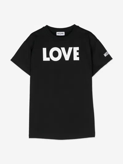 Moschino Babies'  Girls Love Jersey Dress In Black