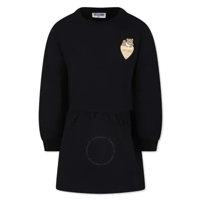 Moschino Kids'  Girls Lovely Teddy Bear Long-sleeve Dress In Black