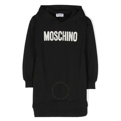 Moschino Girls Logo-patch Cotton Sweatshirt Dress In Black