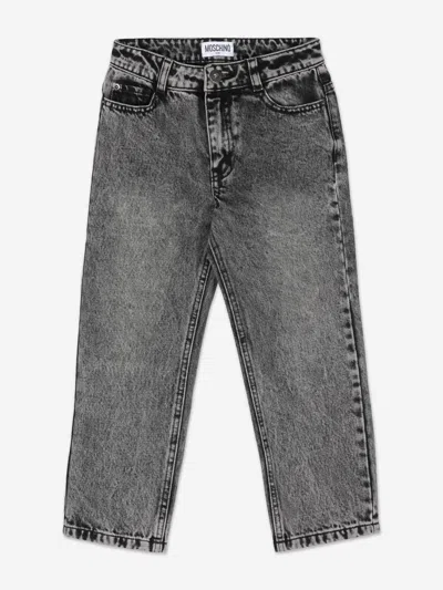Moschino Kids'  Girls Regular Fit Jeans In Black