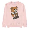 Moschino Girls Signature Teddy Bear Motif Cotton Sweater In Pink