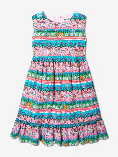 Moschino Kids'  Girls Sleeveless Patterned Dress In White