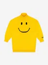 Moschino Girls Smiley Face Knitted Dress In Yellow