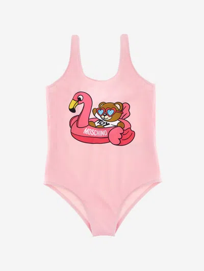Moschino One-piece Swimsuit With Logo Print In Pink