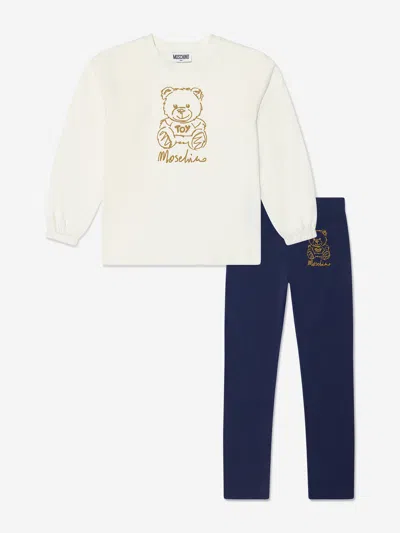 Moschino Babies'  Girls Teddy Bear Leggings Set In Multicoloured