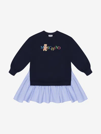 Moschino Babies' Girls Teddy Bear Logo Dress In Blue