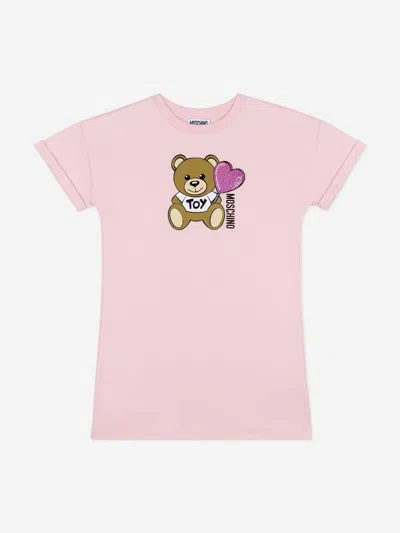Moschino Kids'  Girls Teddy Bear Logo Dress In Pink