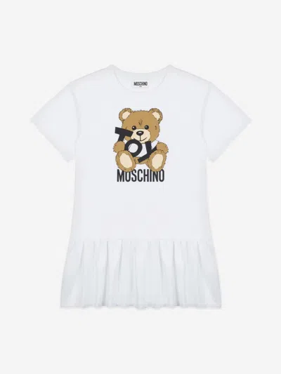 Moschino Kids'  Girls Teddy Bear Logo Dress In White