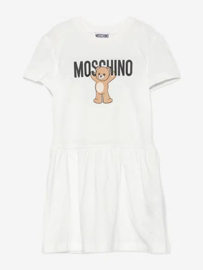 Moschino Babies' Girls Teddy Bear Logo Dress In White
