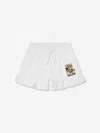 Moschino Kids Leo Teddy-printed Ruffled Drawstring Shorts In White