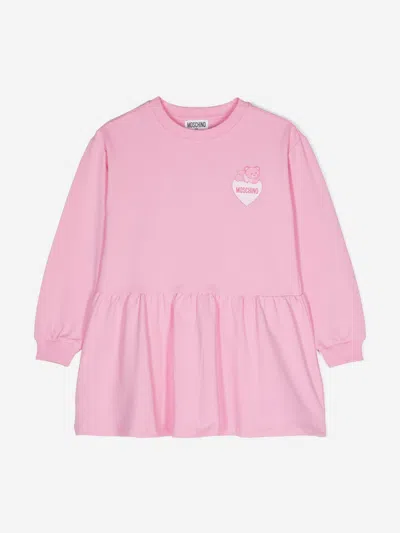 Moschino Babies'  Girls Teddy Bear Logo Sweater Dress In Pink