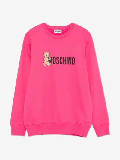 Moschino Kids'  Girls Teddy Bear Logo Sweatshirt In Pink