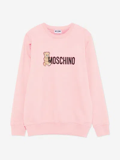 Moschino Kids'  Girls Teddy Bear Logo Sweatshirt In Pink