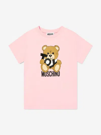 Moschino Kids'  Girls Teddy Bear Logo T-shirt In Pink