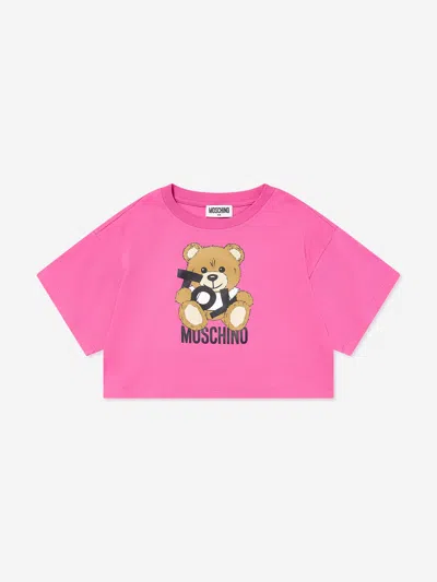 Moschino Kids'  Girls Teddy Bear Logo T-shirt In Pink