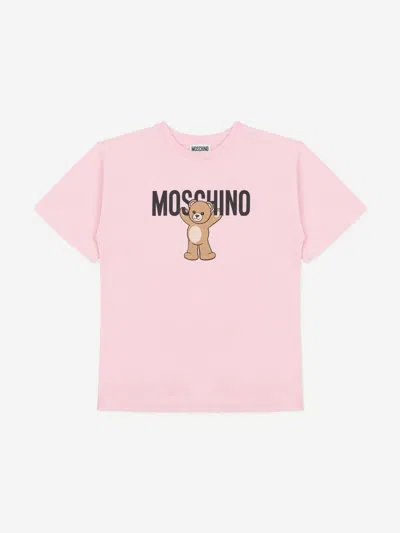 Moschino Babies'  Girls Teddy Bear Logo T-shirt In Pink