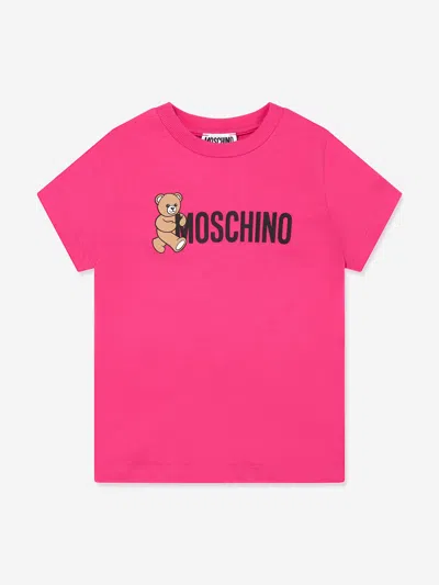 Moschino Babies' Girls Teddy Bear Logo T-shirt In Pink