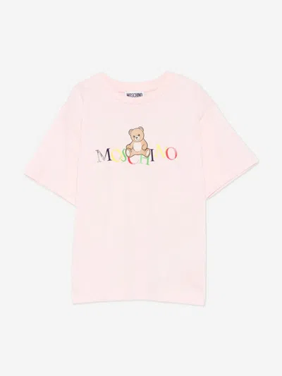 Moschino Babies' Girls Teddy Bear Logo T-shirt In Pink