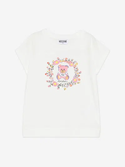 Moschino Kids'  Girls Teddy Bear Maxi T-shirt In Ivory