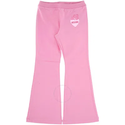 Moschino Girls Teddy Bear-motif Cotton Blend Track Pants In Pink