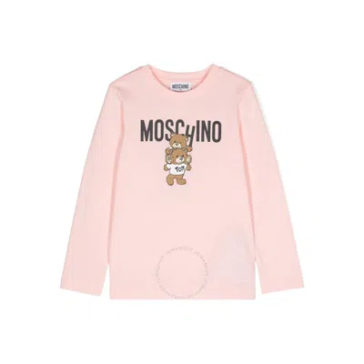 Moschino Girls Teddy Bear Motif Cotton T-shirt In Pink
